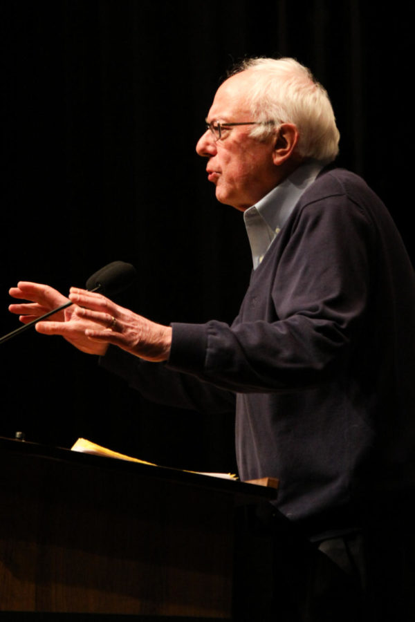 Democratic presidential hopeful Bernie Sanders hosts a town hall meeting at Stephens Auditorium on Jan 25. During the meeting, Sanders spoke about getting young people to vote, economic reform, gun violence, the legalization of marijuana, women’s rights, and more.