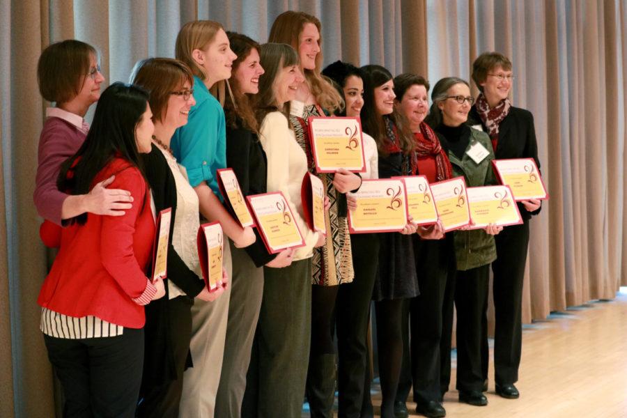 All the recipients of the Women of Impact award took a group photo after the event.