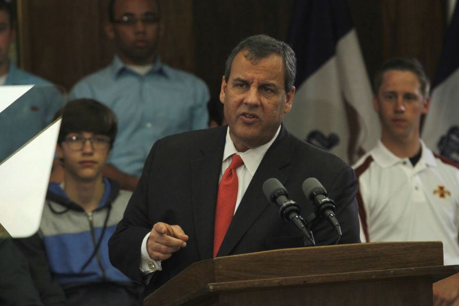 Chris Christie speaks on education during a speech at the Memorial Union on Thursday, June 11 in Ames.