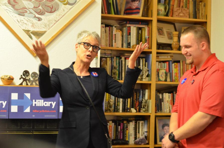 Jamie Lee Curtis and Amy Klobuchar spoke at an open house for Hillary Clinton in Ames, Iowa on Jan. 24. Curtis and Klobuchar spoke on behalf of Hillary Clinton's campaign.