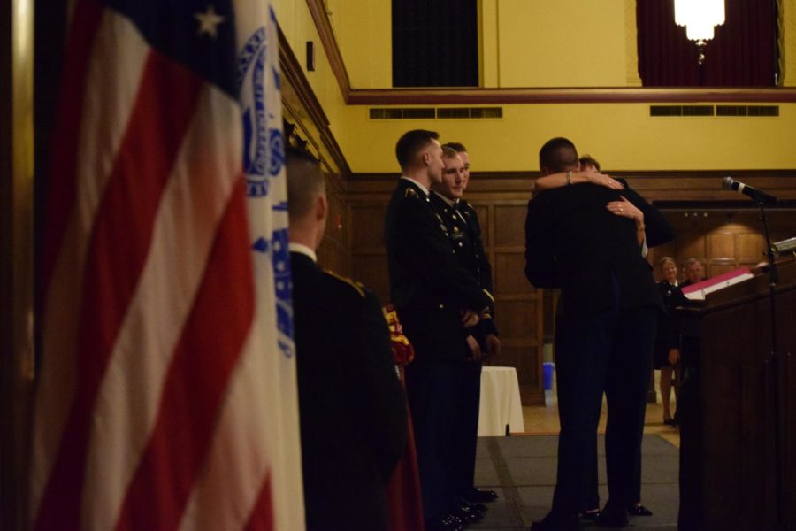 Cadets+hand+out+awards+at+the+annual+Army+Military+Ball+on+Saturday+night+in+the+Great+Hall+of+the+Memorial+Union.+The+event+included+dinner%2C+pictures%2C+and+guest+speaker+Aaron+Rosheim+who+spoke+on+how+to+be+a+successful+leader.+Awards+and+gag+awards+were+also+given+out+to+conclude+the+night.