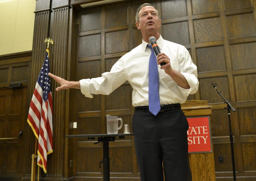 Martin O'Malley, Democratic presidential candidate, visits the Memorial Union to rally with supporters on Feb. 1.