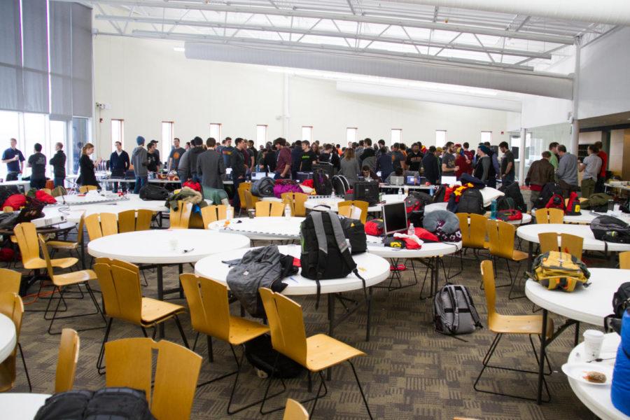 Students and community members gather at the CPMI Event Center for ISU Hackathon, an event where students create software and hardware projects, as well as network with various software companies. The event took place Feb 19-20.