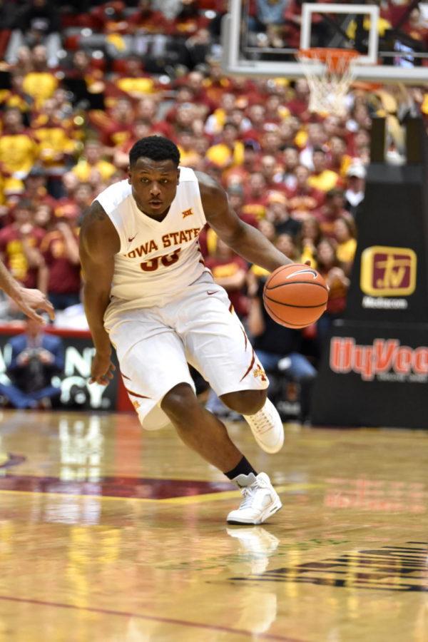 Redshirt junior guard Deonte Burton scored seven points at the basketball game against West Virginia on Feb. 2. ISU fell 81-76.
