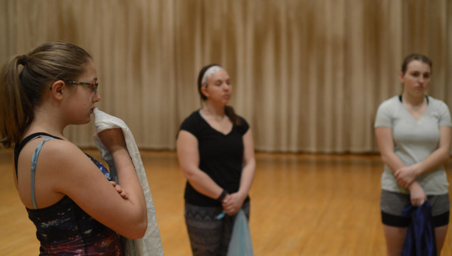 Dancers rehearse Mozart in the Closet in the Toman Studio on Feb. 27. The dancers are practicing for Co'Motion Dance Theater's production which will take place on March 5 in Forker and March 12 at Danzarts Studio in Des Moines.