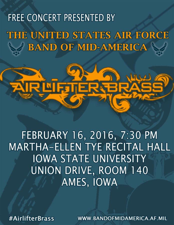 The+USAF+band+of+Mid-America+will+performed+Tuesday%2C+Feb.+16%2C+at+Martha-Ellen+Tye+Recital+Hall.%C2%A0