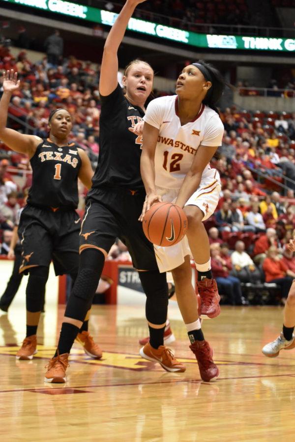 Junior guard Seanna Johnson scored 16 points and had eight rebounds during the basketball game against Texas on Feb. 6. ISU lost 65-49.
