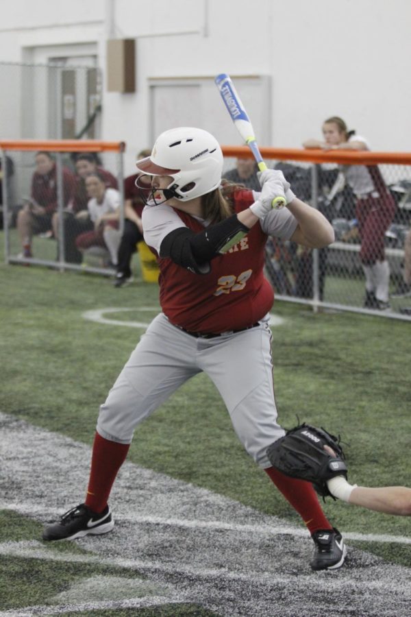 Senior designated hitter Aly Cappaert came up to bat in the first inning with a runner in scoring position and knocked her in for her only RBI. Cappaert went 1 for 4 and scored a run in the 7-0 win against IUPUI on Feb. 12. 