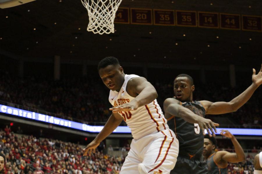 Redshirt+junior+Deonte+Burton+steadies+himself%C2%A0during+the+game+against+Texas+Feb.+13.+The+Cyclones+would+go+on+to+defeat+the+Longhorns+85-75.