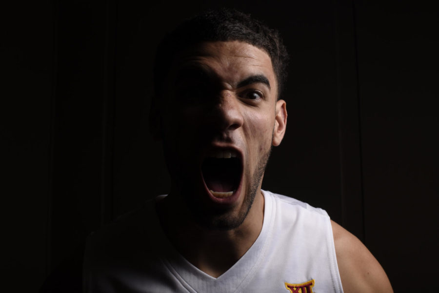 Georges Niang poses for a portrait during Media Day Oct. 6, 2015 at the Sukup Basketball Complex in Ames, Iowa.