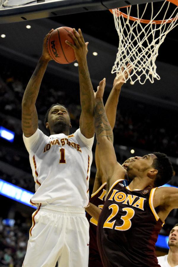 Redshirt senior Jameel McKay scored five points in the first period against Iona at the NCAA Tournament in Denver on March 17. McKay transferred to Iowa State from Marquette after the fall semester of 2013.