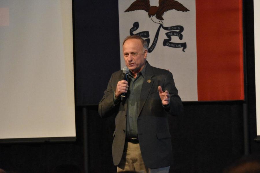U.S. Rep. Steve King, R-Iowa, speaks at a rally for Republican presidential candidate Ted Cruz at the Gateway Hotel and Conference Center in Ames on Jan. 30.