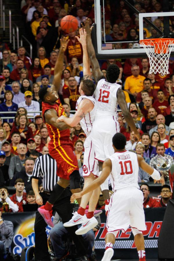 Deonte Burton goes up for a shot in the quarterfinals Big 12 tournament against Oklahoma. 