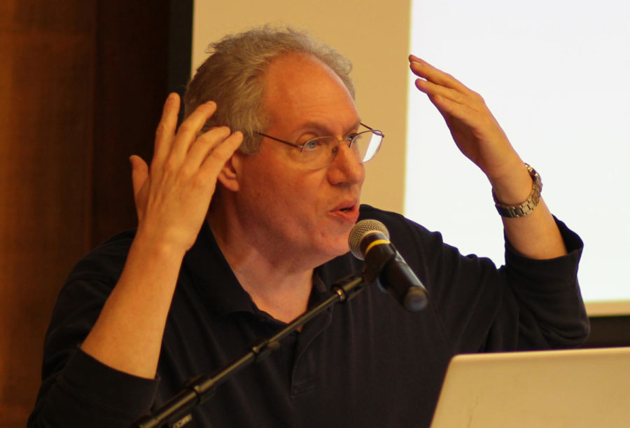 August Berkshire, atheist activist, speaks at the Memorial Union on March 28.