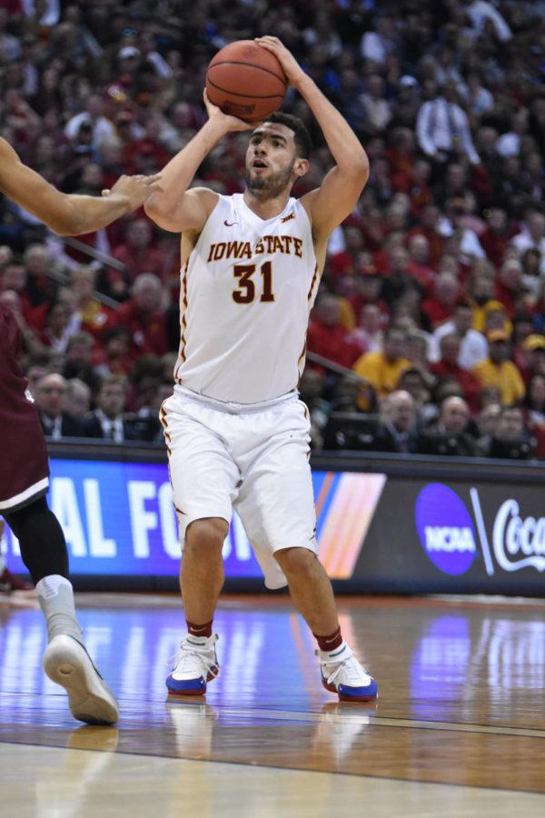 Senior+forward+Georges+Niang+prepares+to+shoot+the+ball+at+the+second+round+of+the+NCAA+Tournament+against+Little+Rock+on+March+19.+Niang+made+17+points+in+the+first+half.+He+is+Iowa+States+first+two-time+All-American%2C+leading+the+Cyclones+with+20+or+more+points.