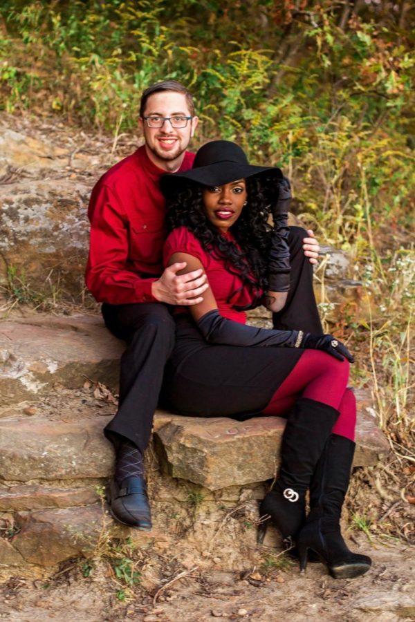 Shaun Van Weelden, creator of Swirl Mingle Interracial Dating site, poses with his fiancee.  
