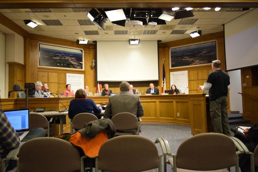 The city council discusses a protest ordinance with Dale Dyvig on Tuesday night, Feb. 23. The council approved several motions, along with discussing survey questions.