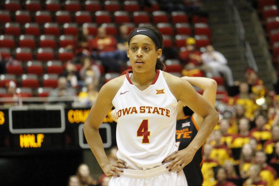 Senior guard Nikki Moody walks off the court after the game Jan. 31. Moody scored 17 points in the team's losing effort.