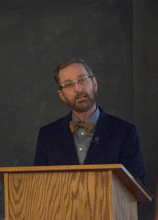 Stephan Wilson, dean of the College of Human Sciences at Oklahoma State University spoke at an open forum in Bessey Hall April 5. Wilson is one of three candidates in the running for the dean of Iowa State's College of Human Sciences. 