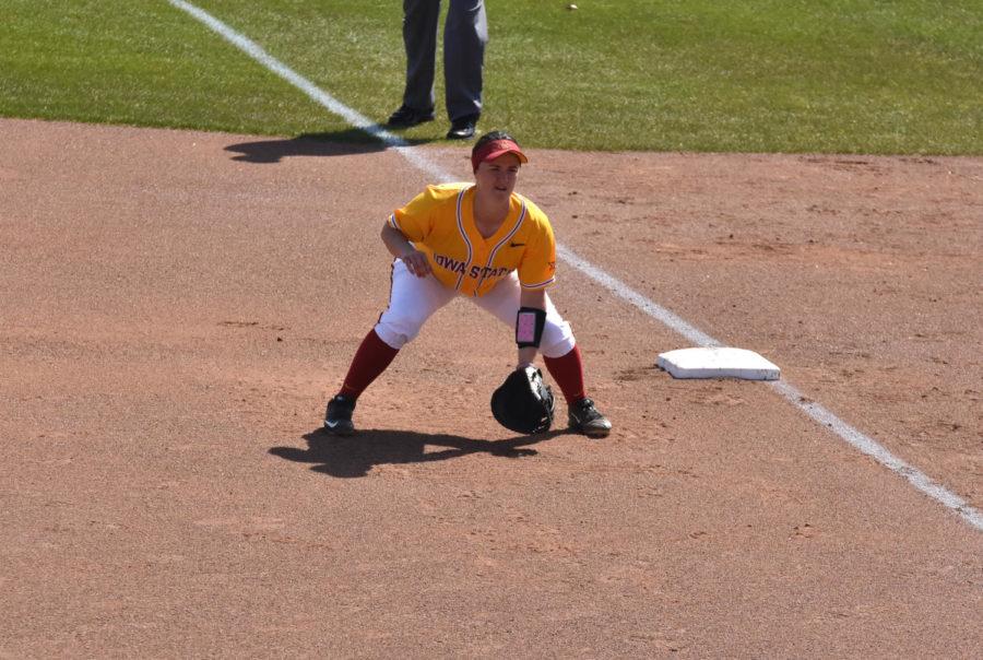 Freshman catcher Kaylee Bosworth had seven put outs in the Omaha game on April 14. Iowa State fell 6-4.