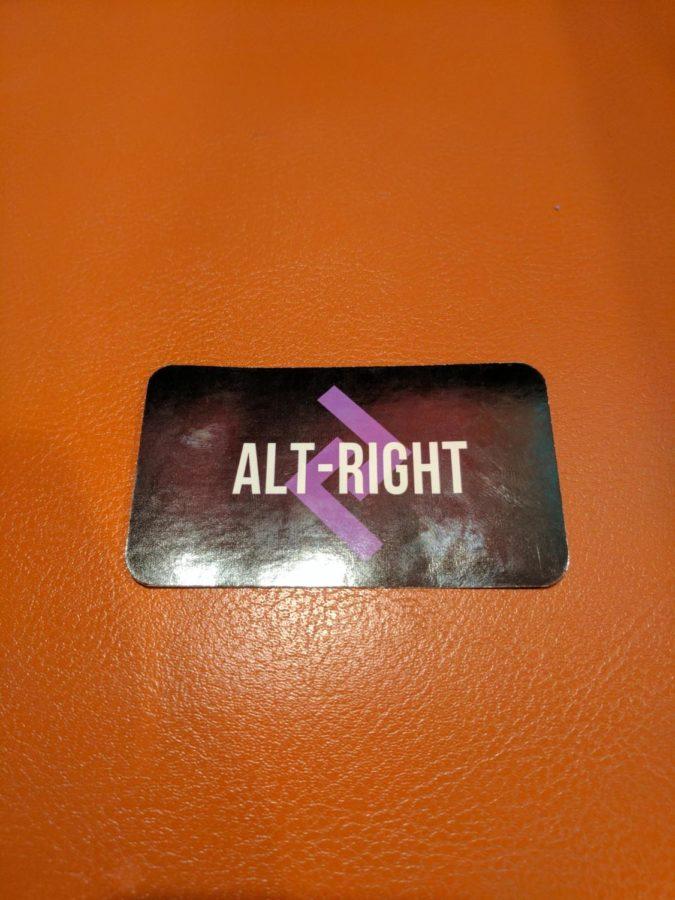 Brett Nicholson, senior in animal ecology, found this Alt-Right card in the library on Thursday, January 26, 2017.