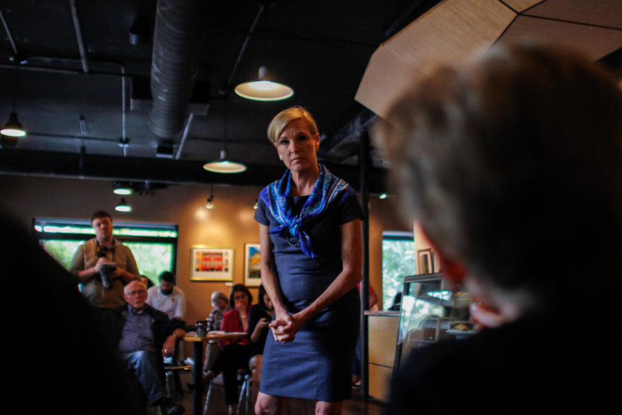 Planned Parenthood President Cecile Richards listens to an audience members question after her speech on Oct. 4.