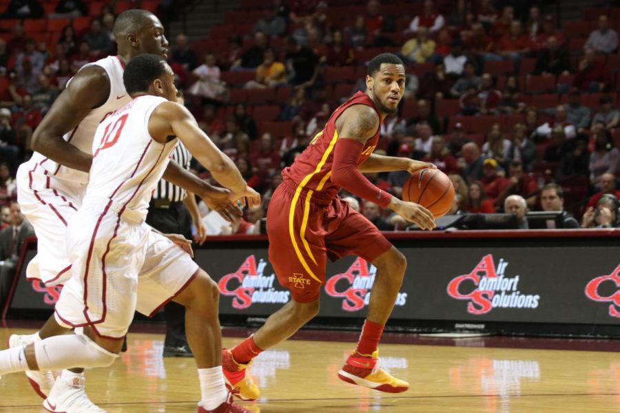 Monte Morris looks to make a move to the hoop against Oklahoma at the Lloyd Noble Center in Norman, Oklahoma, on Jan. 21, 2017. Iowa State beat the Sooners 92-87 in double overtime.