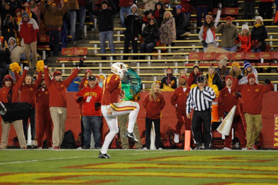 Joel Lanning stomps into the end zone in the Cyclones 66-10 win over Texas Tech. 
