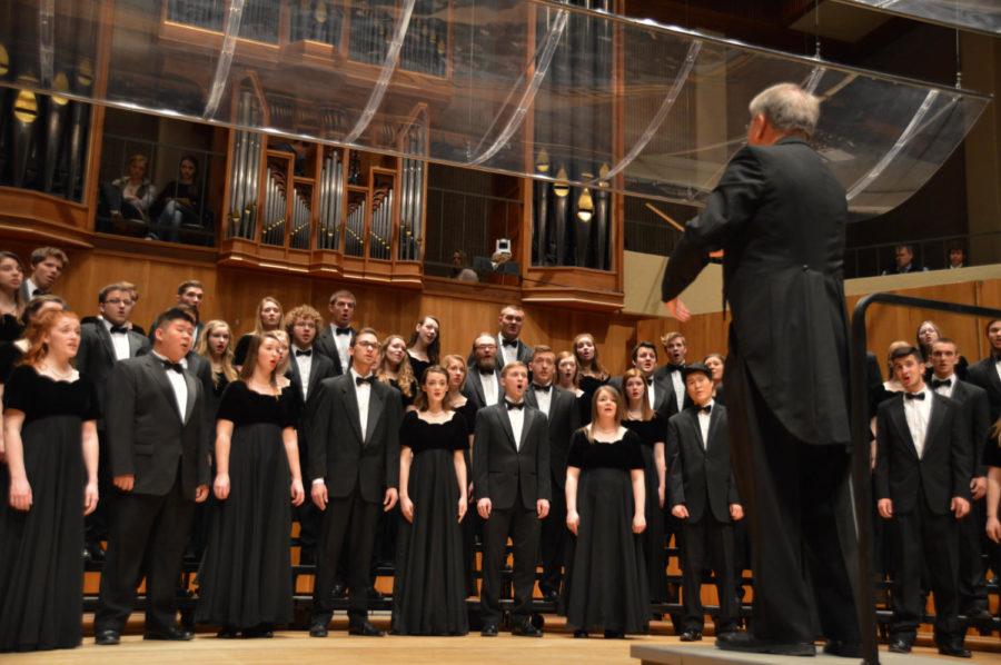 The Iowa State Singers perform at the Martha-Ellen Tye Recital Hall on Feb. 13. Following the Iowa State Singers was the 2017 ISU Honor Choir. 