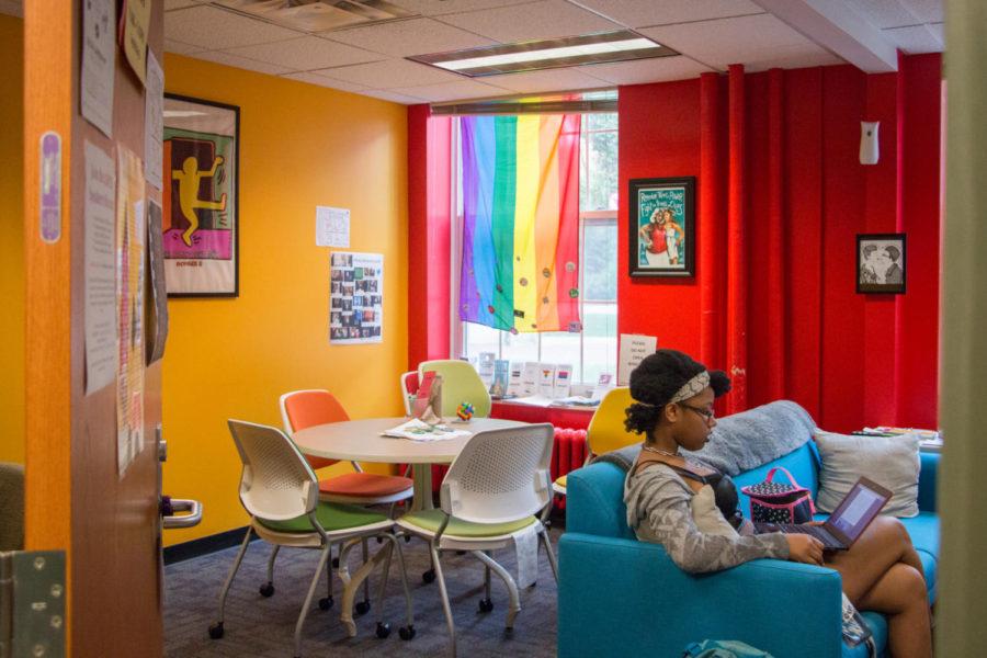 Ellorah James, sophomore in physics, relaxes in the LGBTSS Center at the Student Services Building. The center is open from 8 a.m. to 5 p.m. every weekday. 
