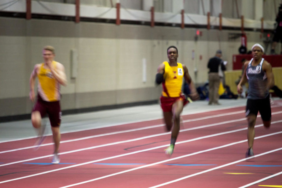 Day one at the Iowa State Classic on February 10 at Lied Recreation Center. Ben Kelly was one of two Cyclones who competed in the 200-meter dash and ran a time under 22 seconds along with Trevor Ryen.
