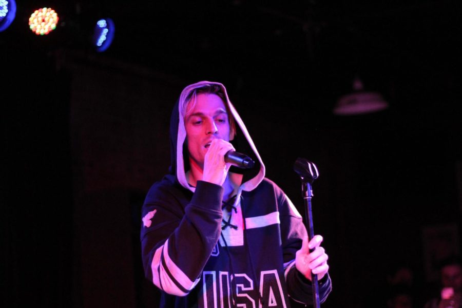 Aaron Carter performs in the Maintenance Shop on Feb. 1. Carter is known for for hit pop singles including, "I Want Candy," and "Aaron's Party." He recently signed with Sony records and will be releasing an EP.