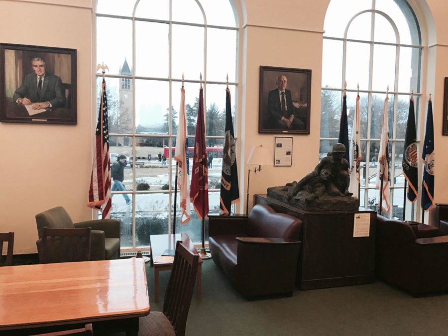 The Col. Pride Veterans Lounge is located on the north side of the Memorial Union. 