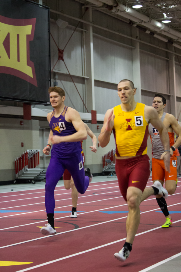 Trevor Ryen competed in the open 400-meter dash and won his section during the Iowa State Classic on February 11 at the Lied Recreation Center.