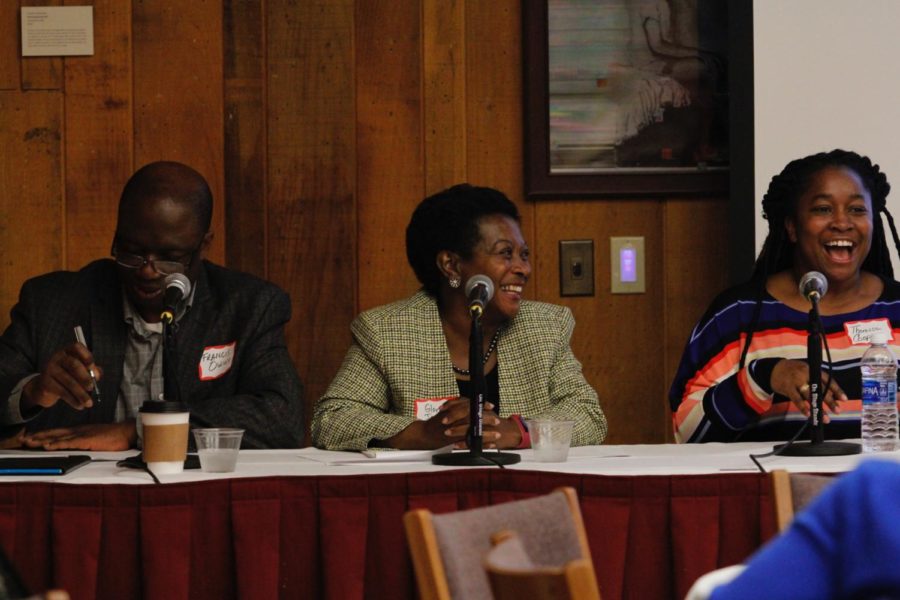 The College of Human Sciences held a workshop for sustaining the academic pipeline on March 6. It was the fourth workshop of this series. The speakers of the event are sitting left to right: Francis Owusu, professor and chair of community and regional planning, Gloria Jones-Johnson, University Professor in Sociology, and Dr. Theresa Cooper, Assistant Dean for DiversityDirector of George Washington Carver Summer Internship Program.