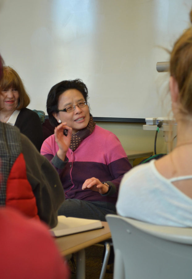 Tin-Shi Tam, associate professor of music and theatre and university carillonneur, introduces herself during the Women in the Arts: A Conversation event held at Morrill Hall on International Womens Day, Mar. 8 by joking I do have the most powerful voice on Central Campus.