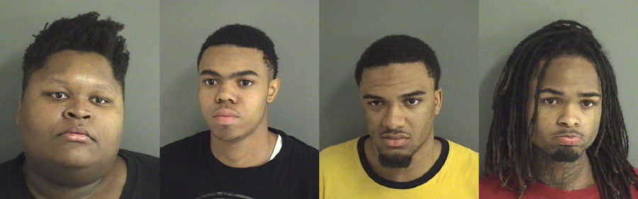 From left: Charles Smith, Traveion Henry, Terrion Maxfield and Desmon Siner are all being held in Story County Jail on attempted murder charges after a shooting in Campustown early Sunday morning.