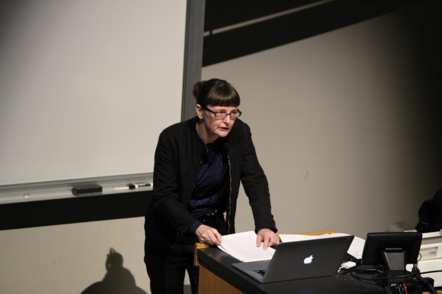 Historian Felicity Scott spoke to a packed hall in the College of Design on March 3 about the evolution of technology and architecture. 