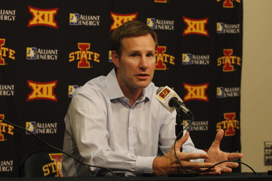 Fred Hoiberg speaks about his future successor during his last ISU press conference at Hilton Coliseum on Friday, June 5.