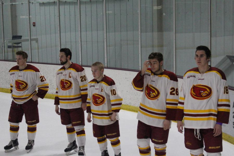 Senior night at the Ames Ice Arena for Cyclone Hockey. Seniors Clayton Janecke, Chase Rey, Eero Helanto, Dalton Kaake, and Alex Grupe were all recognized in between the 1st and 2nd period for all their accomplishments over the past four years.