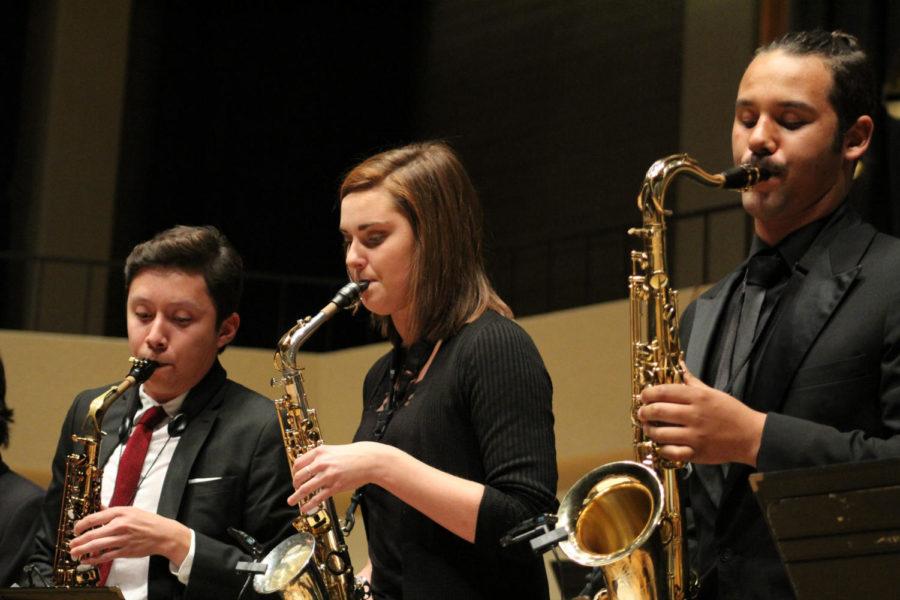 Jazz Ensemble performing last semster in the Martha-Ellen Tye Recital Hall.