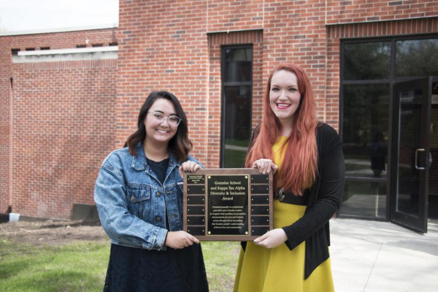 Jaden Urbi, senior in journalism and Courtney Crowder, reporter for the Des Moines Register, were recipients of the first Kappa Tau Alpha Diversity and Inclusion Award. The two were recognized for their efforts in reporting on issues pertaining to diversity, including the Black Lives Matter movement and the lives of transgender people in Iowa. 