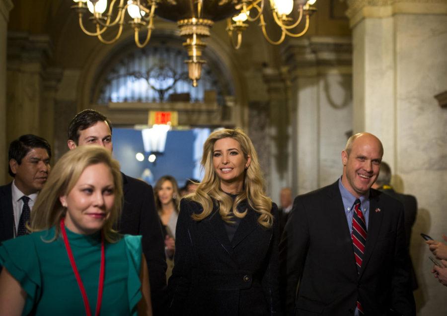 Presidential daughter, Ivanka Trump, arrives at the Capitol with her family for the the 58th Presidential Inauguration in Washington, D.C., Jan. 20, 2017. More than 5,000 military members from across all branches of the armed forces of the United States, including reserve and National Guard components, provided ceremonial support and Defense Support of Civil Authorities during the inaugural period. (DoD photo by U.S. Air Force Staff Sgt. Marianique Santos)