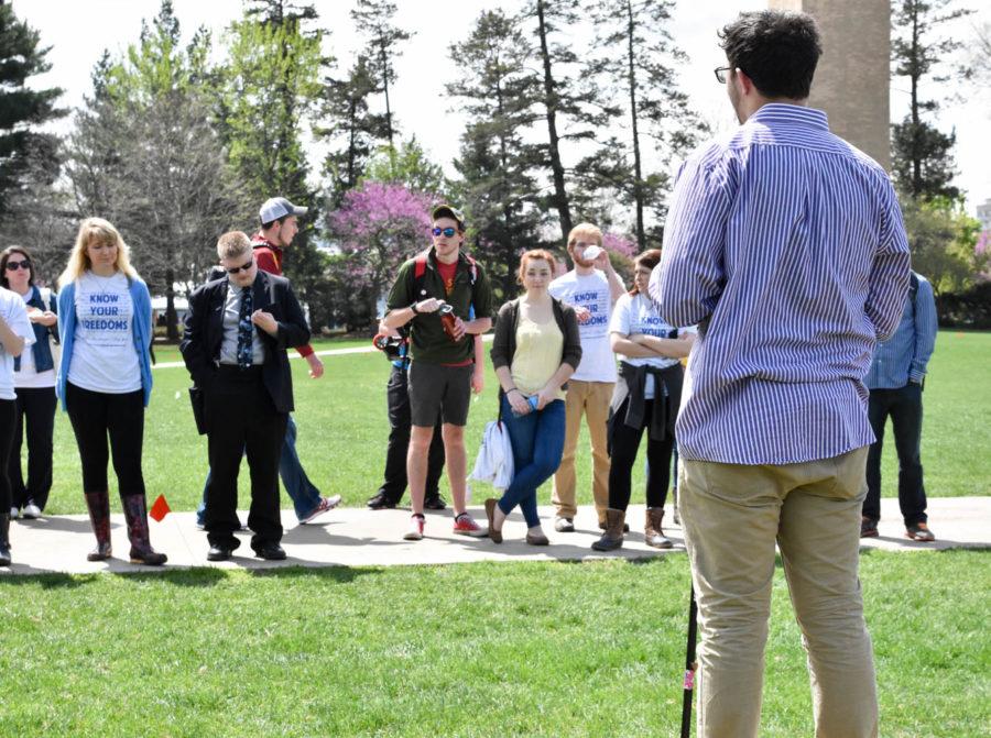 Michael Day, senior in industrial design, discusses his background at First Amendment Day on April 21. Day participated in the Voices Campaign where he spoke in-depth about his diversity.