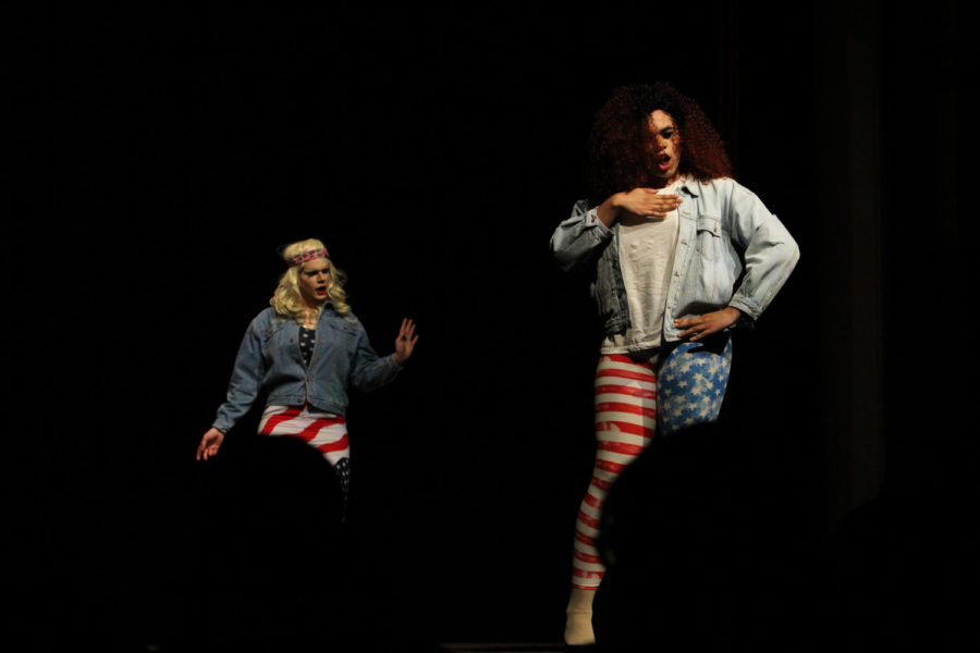 Likki Fawcett and Onyx Gems were the Cash Me Out Spring Drag Show emcees. The event took place in the Great Hall of the MU.