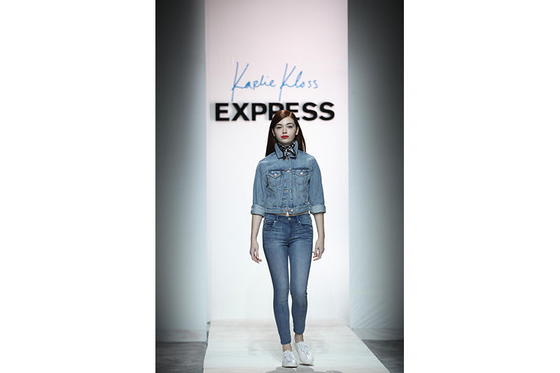 Liz Bissonette walks the runway at the Karlie Kloss for Express show in St. Louis, Missouri. Photo Creds: Express