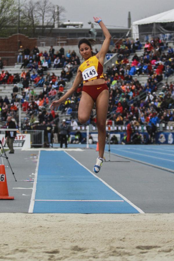 Freshman Jhoanmy Luque placed third in the womens long jump at the Drake Relays on April 24.