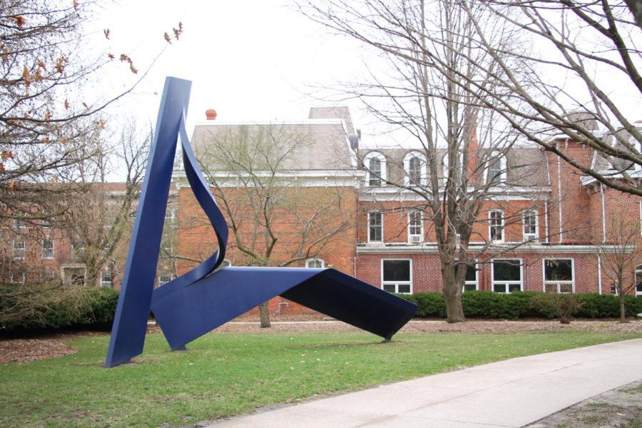 Carom, a sculpture by Bruce White, is located just east of Black Engineering Building. 