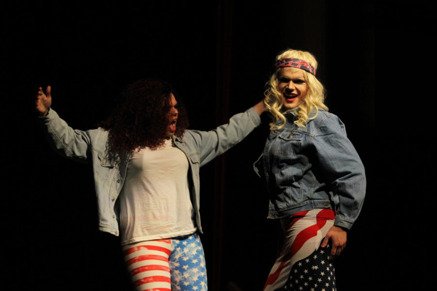 Likki Fawcett and Onyx Gems were the Cash Me Out Spring Drag Show emcees. The event took place in the Great Hall of the MU.