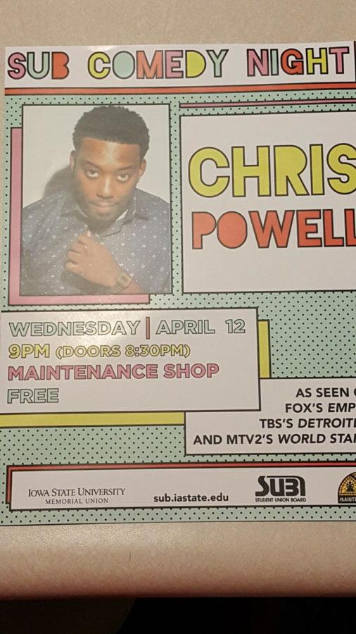 Comedian Chris Powell, who goes by CP, had a successful night in the M-Shop Wednesday April 13.